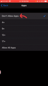 dont allow apps